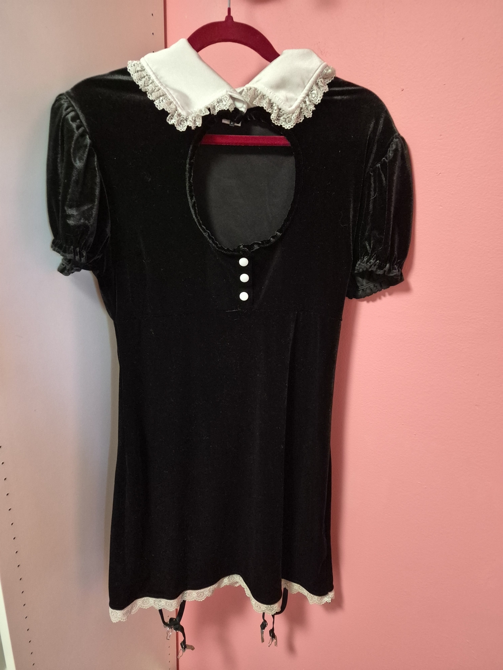 Fashion Nova Black Dress with White Lace Collar And Garters